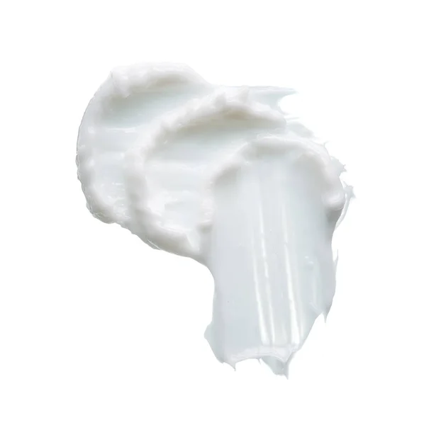 白色质感及在白色底色上隔绝的面霜或白色丙烯酸涂料的涂片 — 图库照片