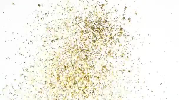 Números Uno Cero Forrados Con Purpurina Oro Rompen Abstracción — Vídeo de stock