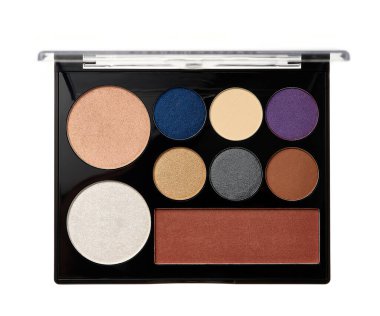 Göz farı tonlarının çok renkli paleti beyaz arkaplanda izole edildi.