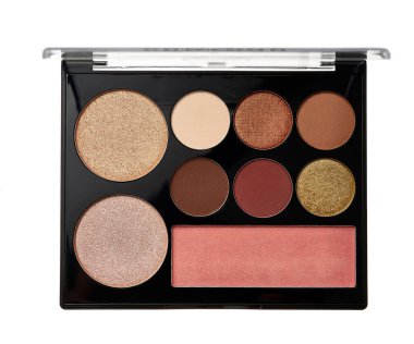 Göz farı tonlarının çok renkli paleti beyaz arkaplanda izole edildi.