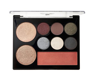 Göz farı tonlarının çok renkli paleti beyaz arkaplanda izole edildi.