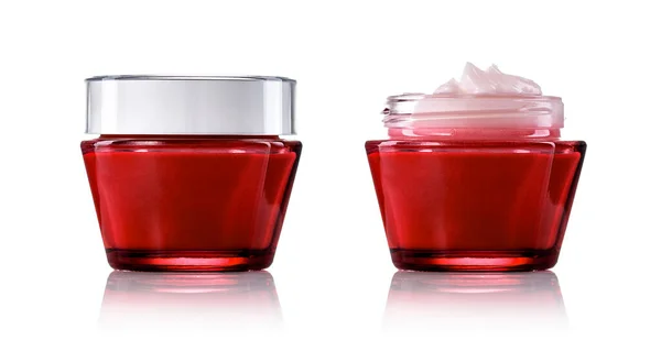 Jar Cosmetic Cream Elszigetelt Fehér Alapon — Stock Fotó