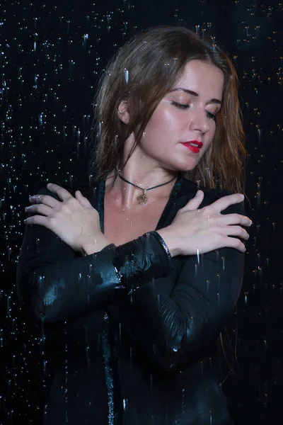 Sexy beautiful woman under rain — Stock Photo, Image
