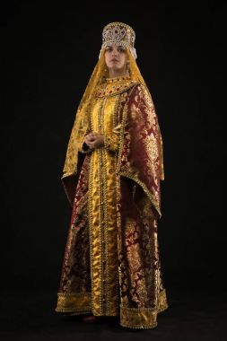 Russian queen in historical dress suit  clipart