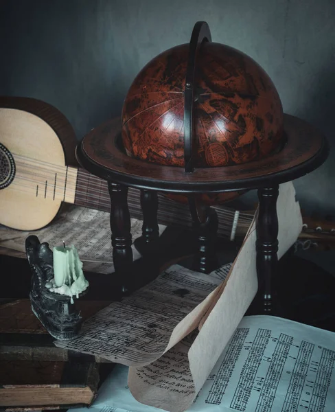 Muzyczna Martwa Natura Renesansowym Vihuelem — Zdjęcie stockowe