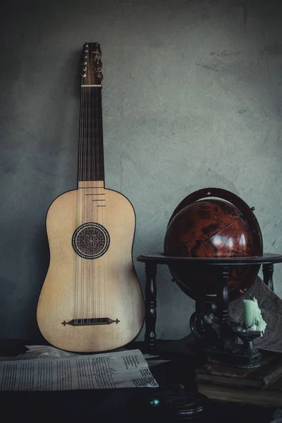 Bodegón Musical Con Vihuel Renacentista — Foto de Stock