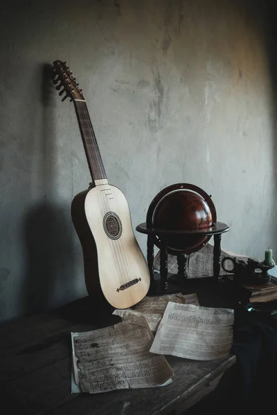 Bodegón Musical Con Vihuel Renacentista — Foto de Stock