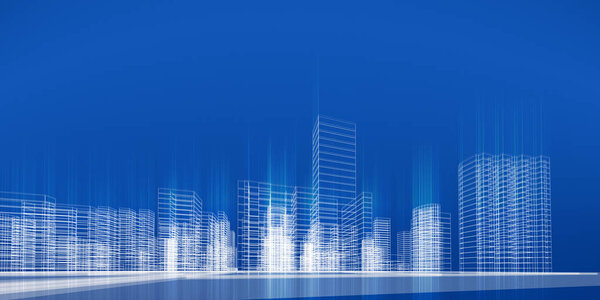 City concept background. 3d rendering. Construction project