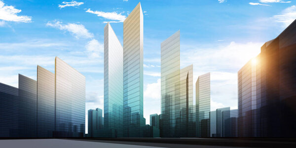 Conceptual abstract city. 3D rendering