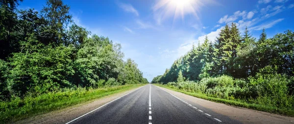 Summer road panorama — Zdjęcie stockowe