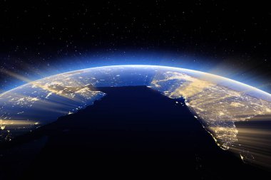 Hindistan ve Orta Doğu. Nasa tarafından döşenmiş bu görüntü unsurları