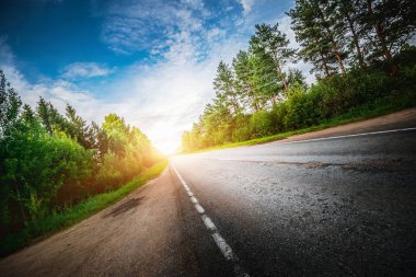 Sunrise güzel yolu ormandaki