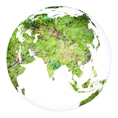 Planet Earth konsept proje küre. Beyaz izole