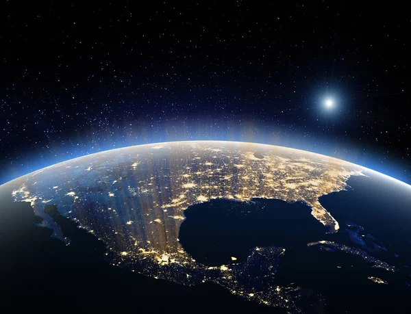 地球空间距离 — — 美国。这幅图像由美国国家航空航天局提供的元素 — 图库照片