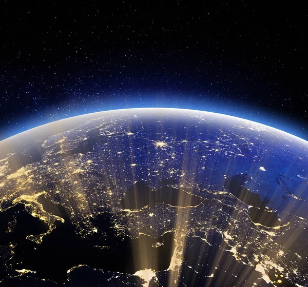 地球空间。这幅图像由美国国家航空航天局提供的元素 — 图库照片