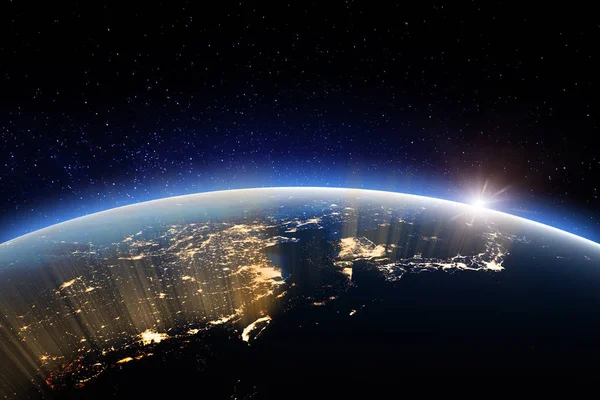 Planeta à noite. Elementos desta imagem fornecidos pela NASA — Fotografia de Stock