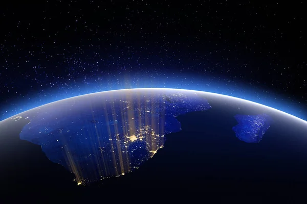 空间的世界地球仪。这幅图像由美国国家航空航天局提供的元素 — 图库照片