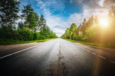 Sunrise güzel yolu ormandaki