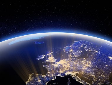 Dünya uzaydan - Europe. Bu görüntü 3d render Nasa tarafından döşenmiş unsurları