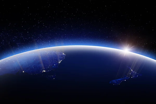 Globo del mundo por la noche. Elementos de esta imagen proporcionados por la NASA 3d rendering —  Fotos de Stock