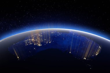 Earth at night. 3d rendering clipart
