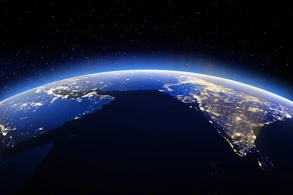 Planetjorden från rymden. 3D-rendering — Stockfoto