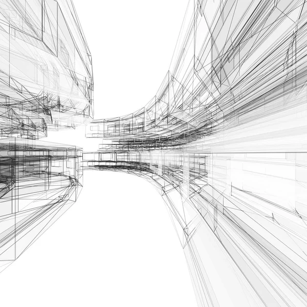 抽象建筑背景 3d 渲染 — 图库照片