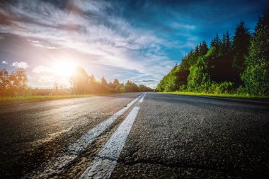 Sunrise güzel yolu ormandaki