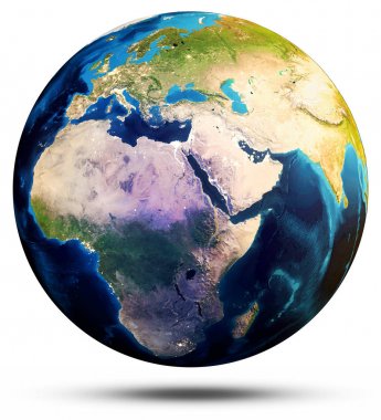 3d render Planet Earth beyaz izole