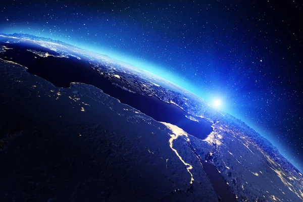 Bolygó Föld az űrből. 3D-leképezés — Stock Fotó