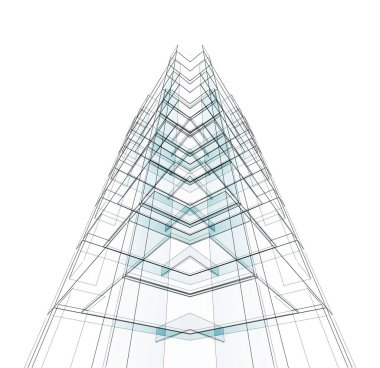 İnşaat modern mimari. 3D render