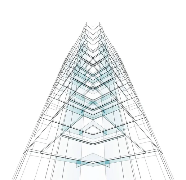 Stavba moderní architektury. 3D vykreslování — Stock fotografie