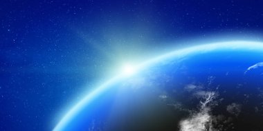 Dünya gezegeni parlayan ışık ufku