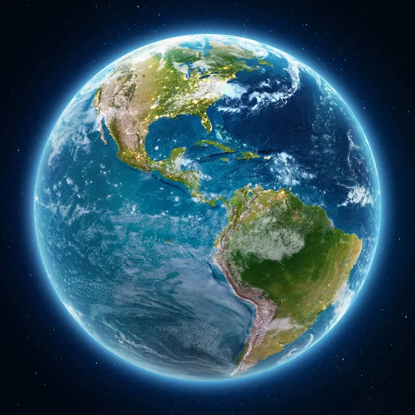 Planeta Země v noci — Stock fotografie