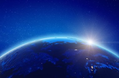Alaska ve Doğu Rusya şehir ışıkları