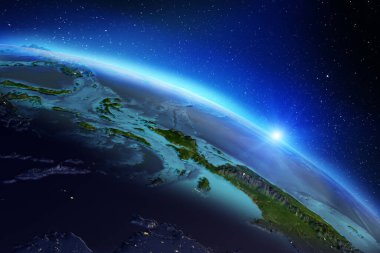 Uzaydan Dünya gezegeni. 3D render