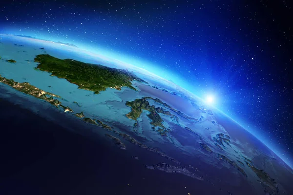 Planète Terre depuis l'espace. Rendu 3d — Photo