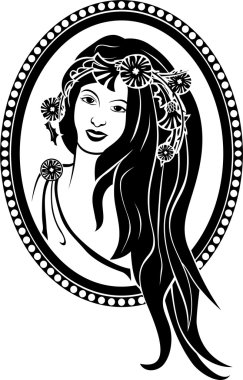 kız siyah çelenk şablonda