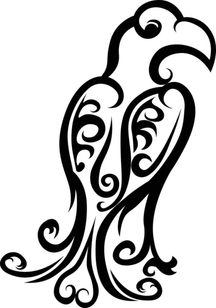 Vetor Preto Tatuagem Pássaro Decorativo —  Vetores de Stock