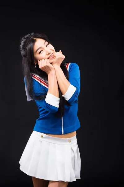 Asian woman expressing emotions in studio — Stock Photo, Image