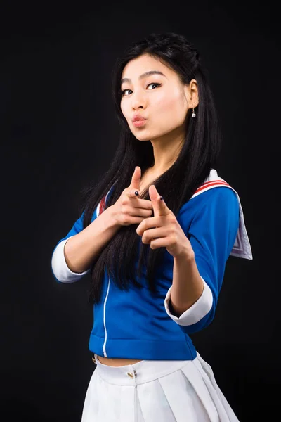 Asian woman expressing emotions in studio — Stock Photo, Image