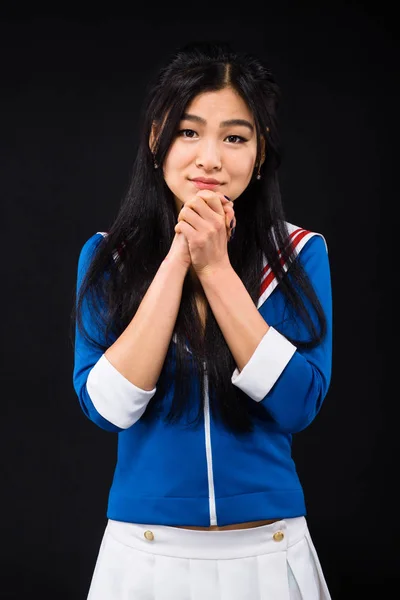 Asian woman expressing emotions in studio — Stock Photo, Image