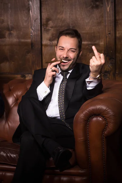 Rich businessman with cigar — Stock Photo, Image