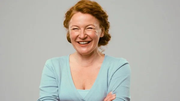 Mid aged actress showing emotions of joy — Stock Photo, Image