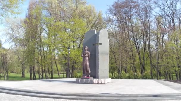 Widok na pomnik Olena Teliha znany ukraiński poeta. — Wideo stockowe
