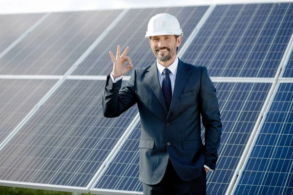 Cliente de negocios eligiendo energía solar . — Foto de Stock