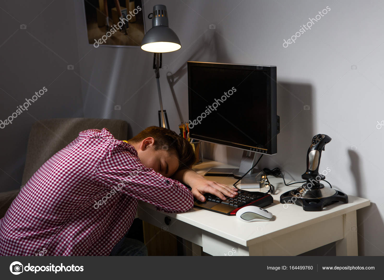 Teenage Boy Addicted To Computer Stock Photo C Svyatoslavlipik