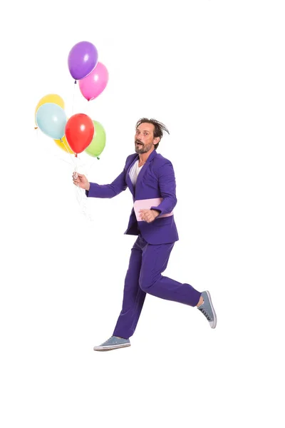 Schöner Clown mit Luftballons — Stockfoto