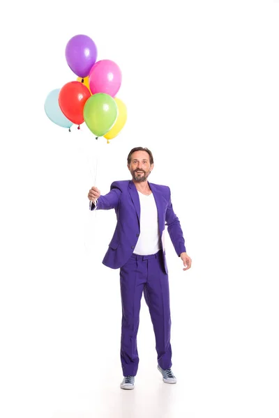 Schöner Clown mit Luftballons — Stockfoto