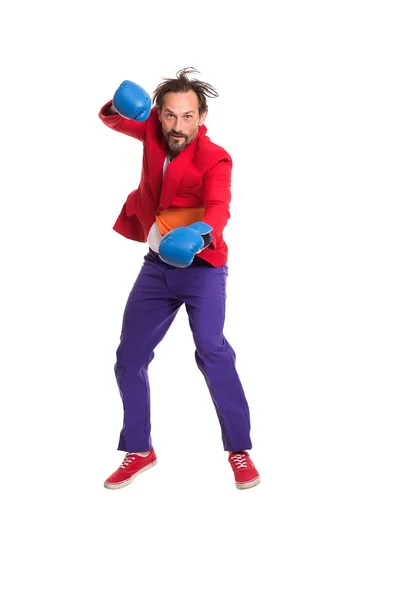 Renkli giysiler içinde yakışıklı boksör — Stok fotoğraf